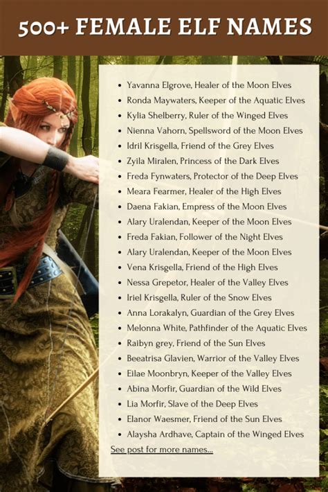 female elf archer names